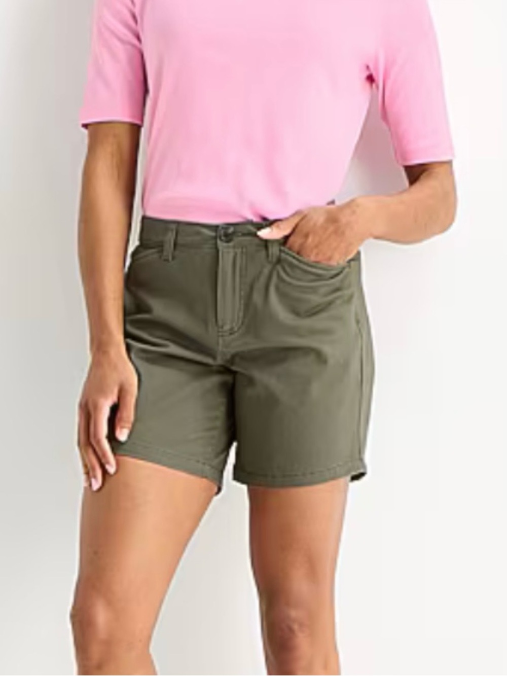 St. John's Bay Olive Green Shorts 7" Inseam Secretly Slender Woman's Size 8 NWT